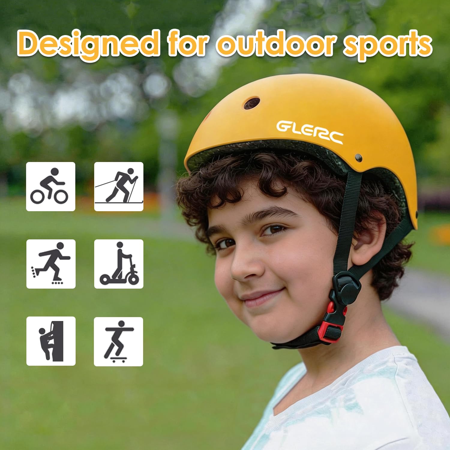 Glerc Casco per Bambini, adatto per Bicicletta, Monopattino e Skate, per Ragazzi e Ragazze dai Più Piccoli agli Adolescenti, Circonferenza Testa Regolabile e Multicolore