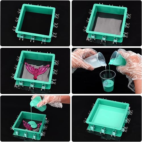 Miniatura 9 de Kit de fabricación de moldes de silicona, goma de silicona líquida de 2.2 galones, 15 A con carcasa de molde ajustable, relación de mezcla fácil 11