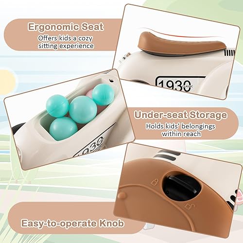 Miniatura 2 de Costzon Auto de empuje para niños pequeños, auto clásico para niños deslizantes de pie a piso con volante, bocina y almacenamiento debajo del