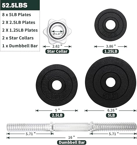 Miniatura 3 de Juego de mancuernas ajustables de 105 libras, un par de mancuernas ajustables, 105 libras (52.5 libras x 2 piezas)