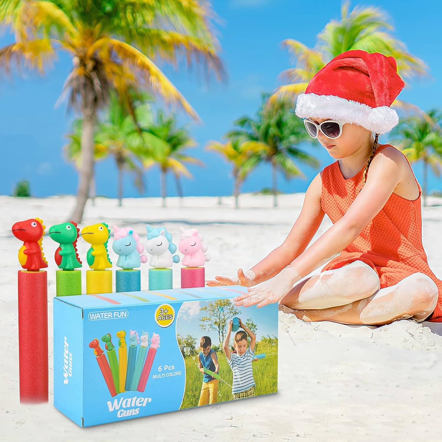 balnore Water Guns Toys for Kids, 6 Pack Pool Noodles Toys with Animal Figures Plastic Handle, Water Blaster Toys-Shoots Up to 35 Ft, Outdoor Pool Toys for Kids Boys Girls Adults : Toys & Games
