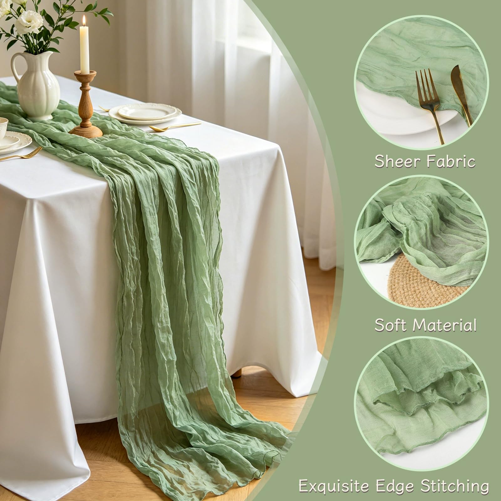 Camino de mesa transparente de tul marrón oscuro, tela de encaje de temporada, cortinas para manualidades, bodas, cumpleaños, fiestas, picnics, decoración de Navidad, 10 paquetes (90 x 400 cm)
