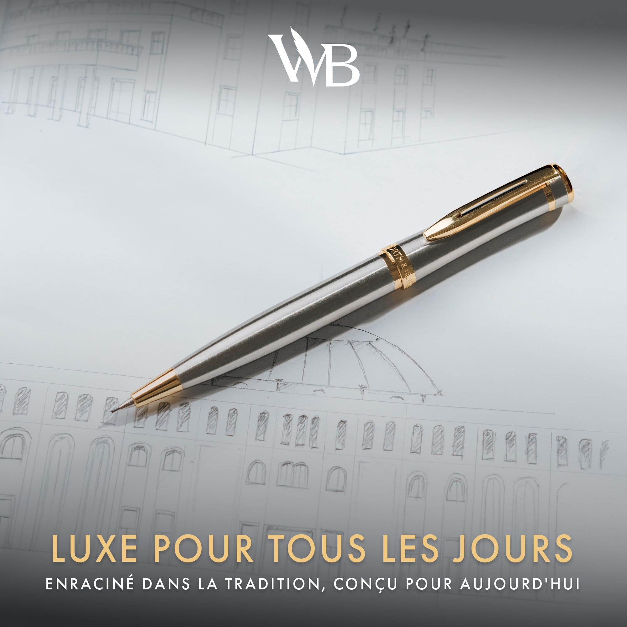 Crayon Mécanique Wordsworth & Black 0.7mm - Finition Laque Noire Et Chrome - Coffret Cadeau Élégant