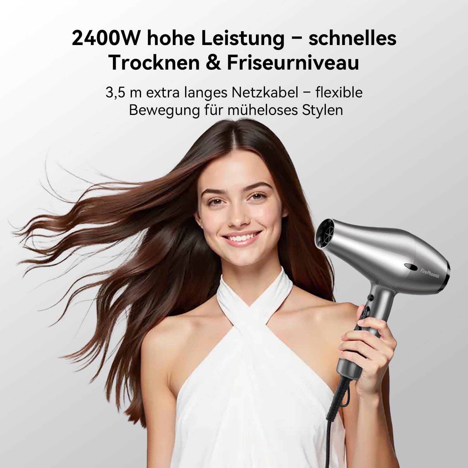 FirePhoenix 6600X Profi-Haartrockner, 2400W, Turbo Boost, BLDC Motor