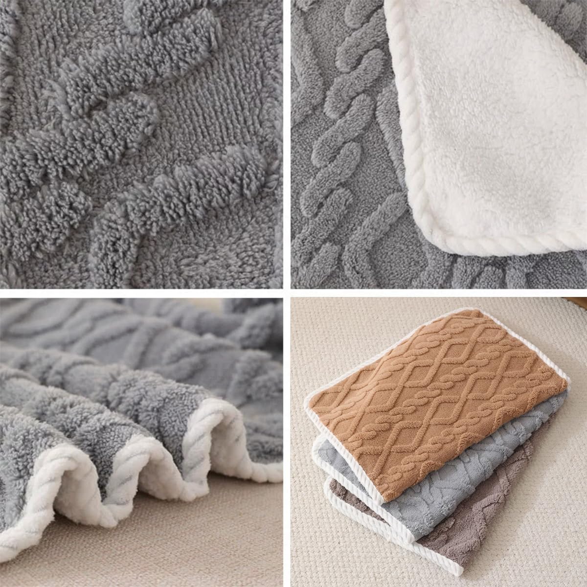 Paquete de 3 mantas para perros pequeños y medianos, manta impermeable para mascotas, protector de muebles para sofá, cama y asiento de coche, tapete cálido para cachorros y gatitos (gris