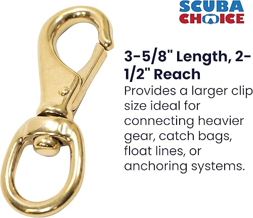 Miniatura 2 de Scuba Choice Clip de gancho giratorio de latón de 3.5 pulgadas #1, apertura de 0.508 in