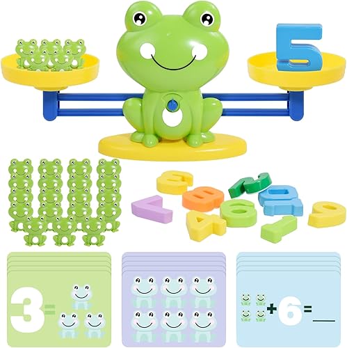 BAKAM Frog Balance Scale Toy, Number Counting Blocks Games, Montessori Math Games for Kids 5-7, Preschool Kindergarten Learning Activities, STEM Educational Toys for 3+ Year Old(Frog)