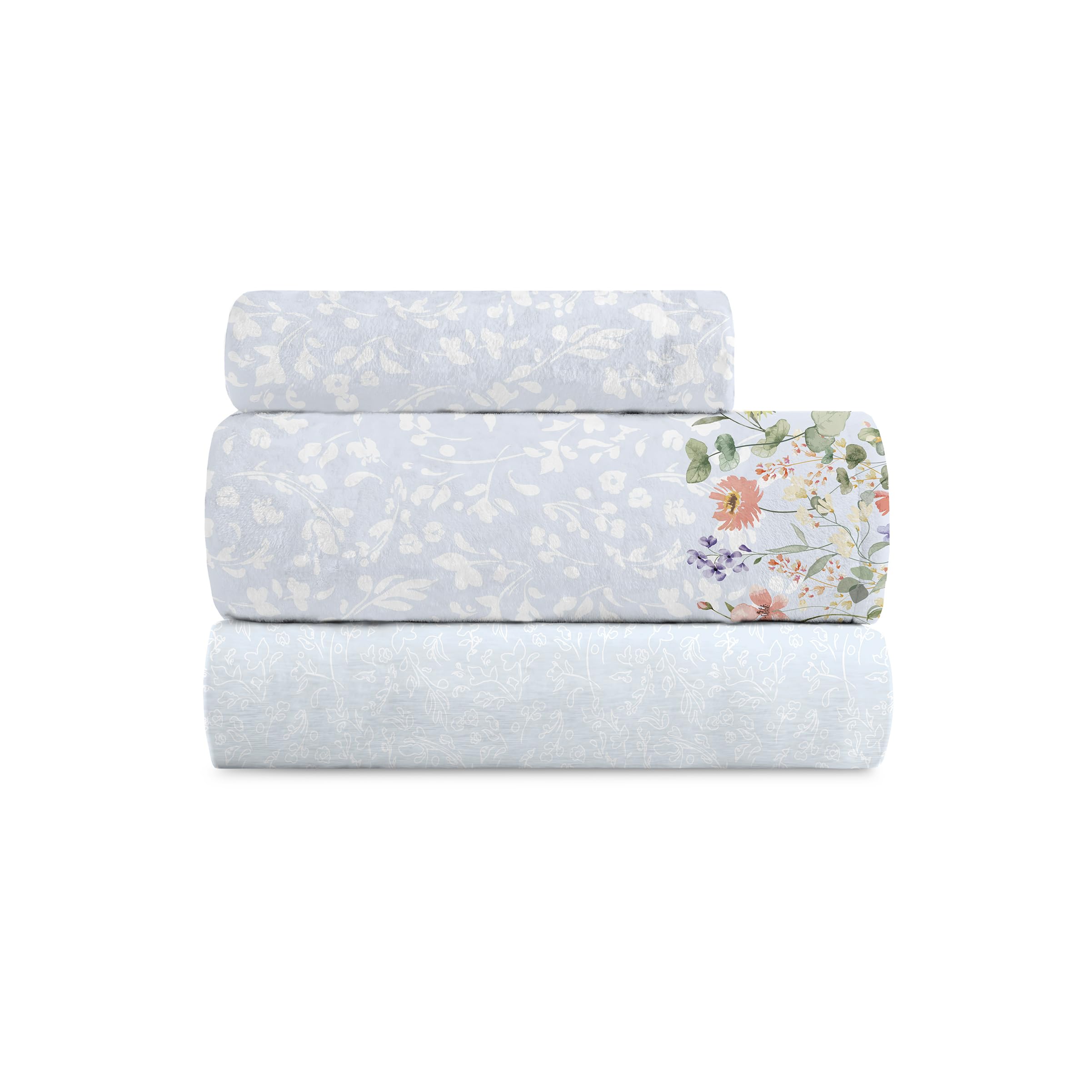 Sábanas de Coralina para Invierno Floral Velvet 557 de MANTEROL. Juego de Cama Térmico Muy calentito (C15, Cama 135cm)