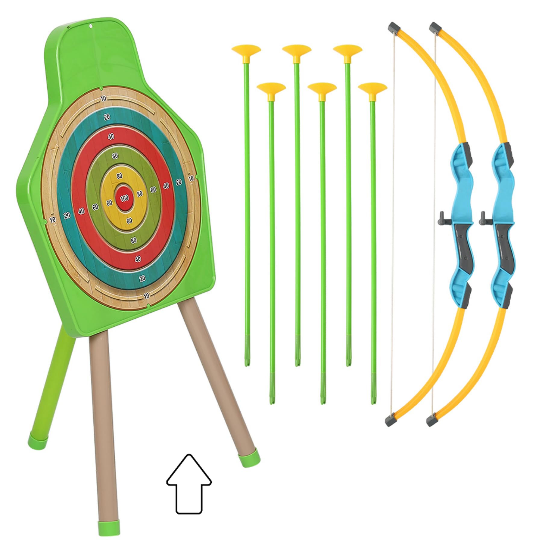HUOLE Ensemble de Tir à l'arc pour Enfants, Arc et Flèche Enfant Jouets, Ensemble de Combinaison de Double Cible de Tir, Comprenant avec 6 Flèches, 2 Arc, Intérieur et Extérieur Jeux pour Enfants