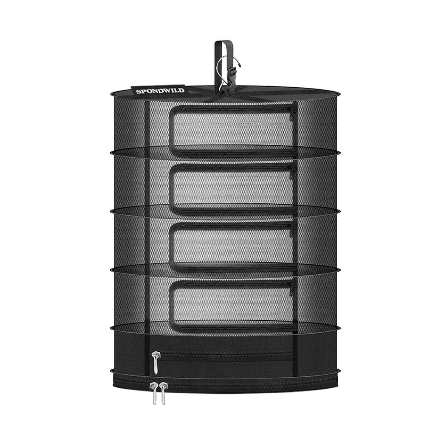 Herb Drying Rack Hanging Mesh Medium 5 Layer Plant Drying Rack with Door Type Zipper Closed Storage Compartment