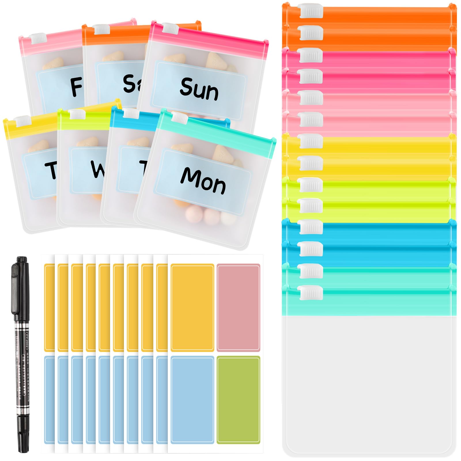 MARFOREVER 25 PCS Pill Pouch Bags Reusable Medicine Bags Organizer