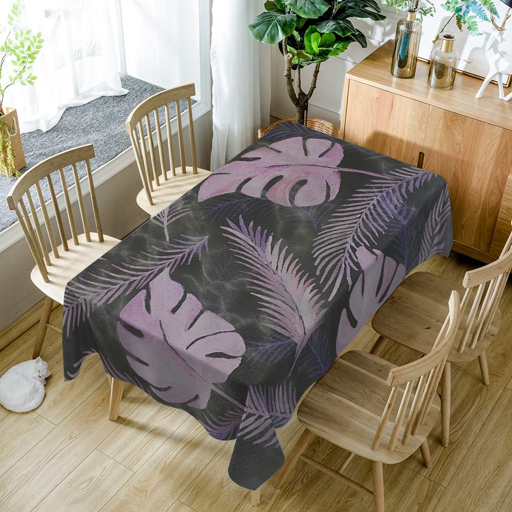 Mantel Antimanchas Hojas Grises Y Moradas Mantel Mesa Rectangular Poliéster Manteles de Mesa Lavable Mantel para Casa Comedor Cocina Fiesta Bodas Mantel Impermeable(140x200cm)