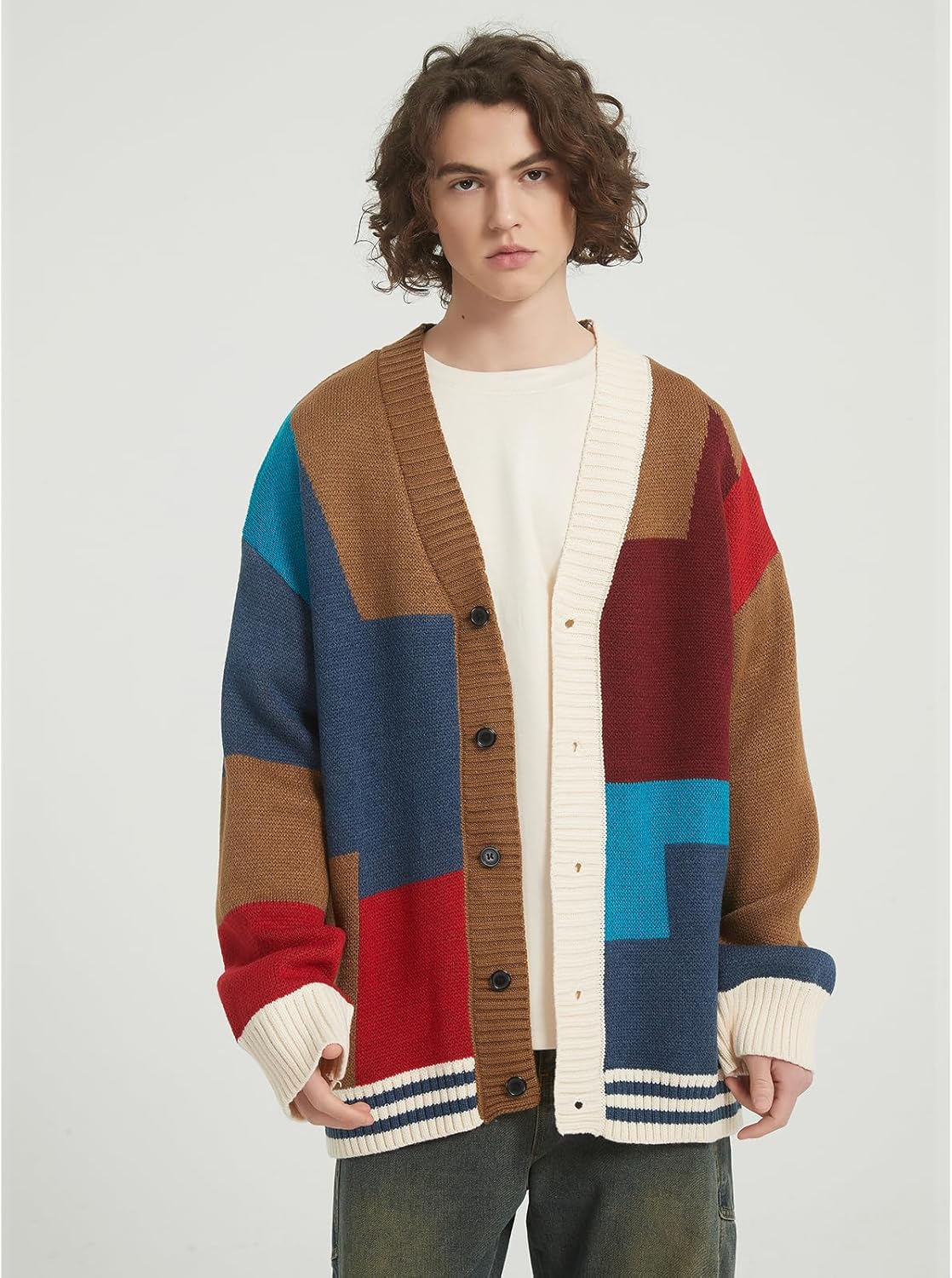 GURUNVANI Cardigan Sweater for Men Knitted Long Sleeve Sweaters with Buttons - Image 5