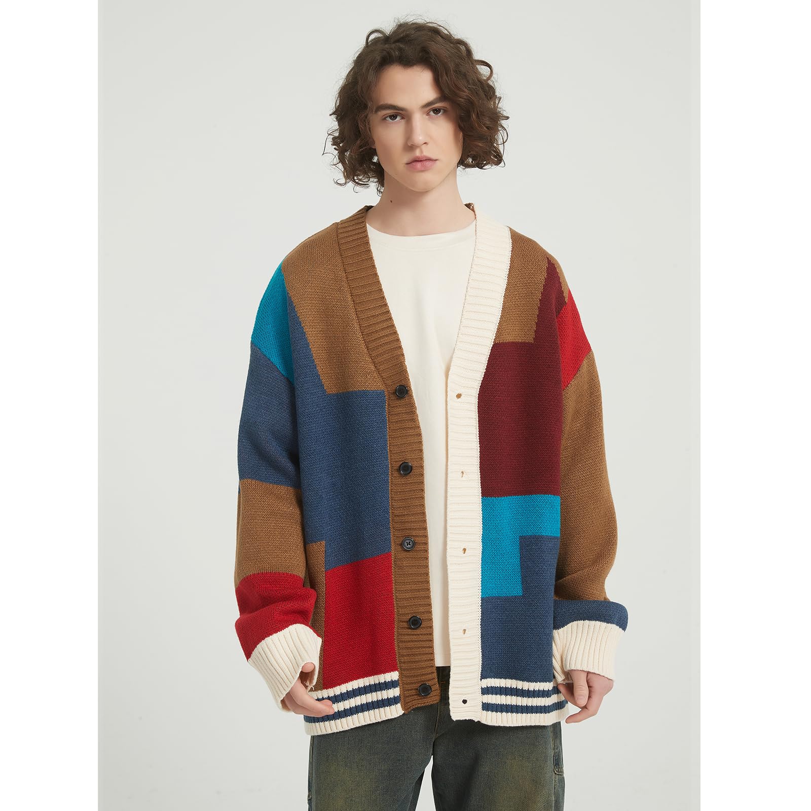GURUNVANI Cardigan da Uomo Maglioni a Maglia a Maniche Lunghe con Bottoni
