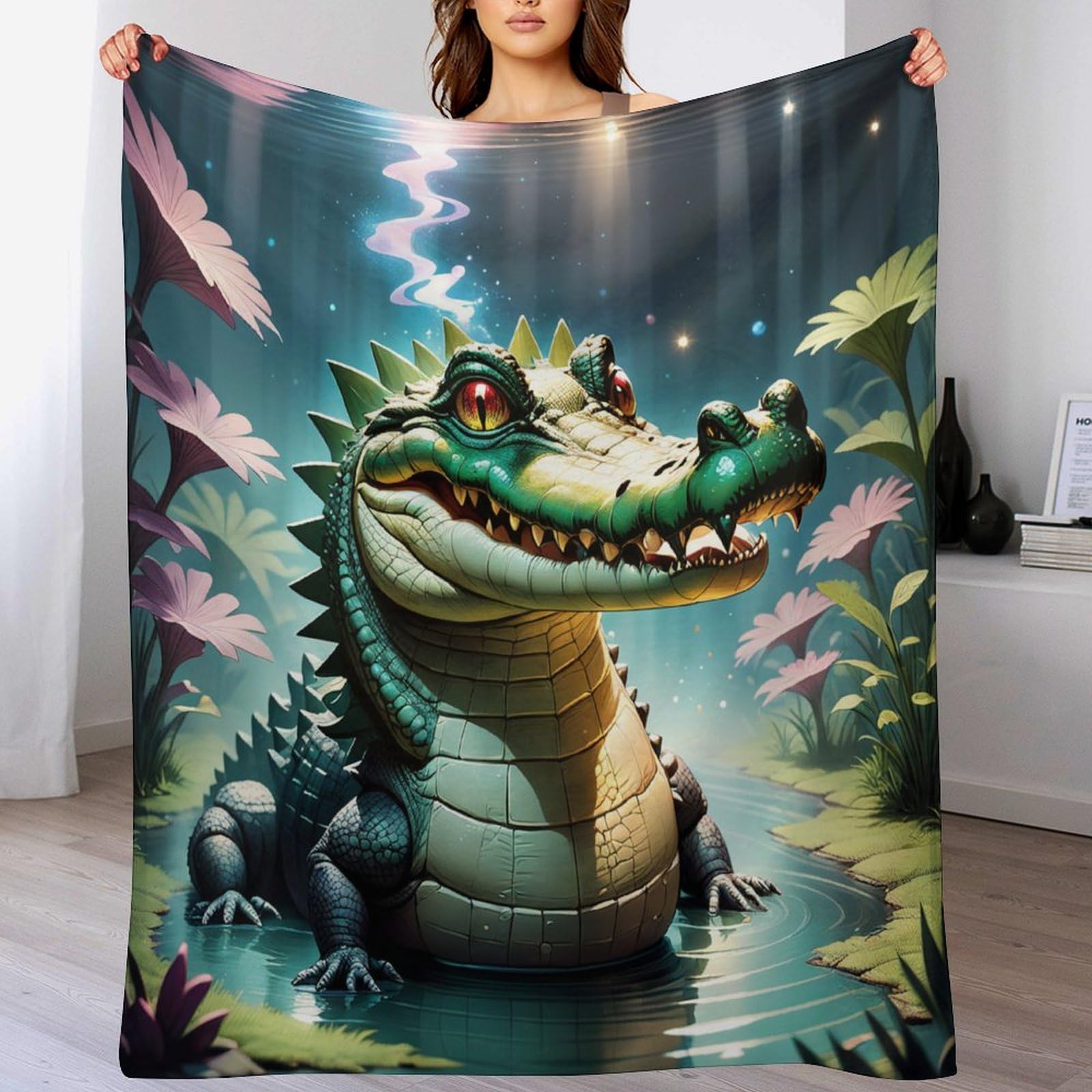 Couverture pour lit et sofa résolvant le froid hivernal, plaid crocodile doux 180x200cm