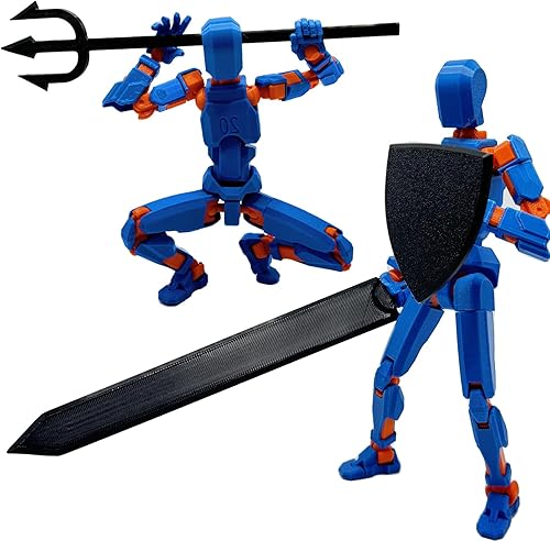 Miniatura 5 de QAONIE Figura de acción Dummy20 impresa en 3D de 8.1 pulgadas, juguete mecánico movible de cuerpo completo, múltiples accesorios, decoración de