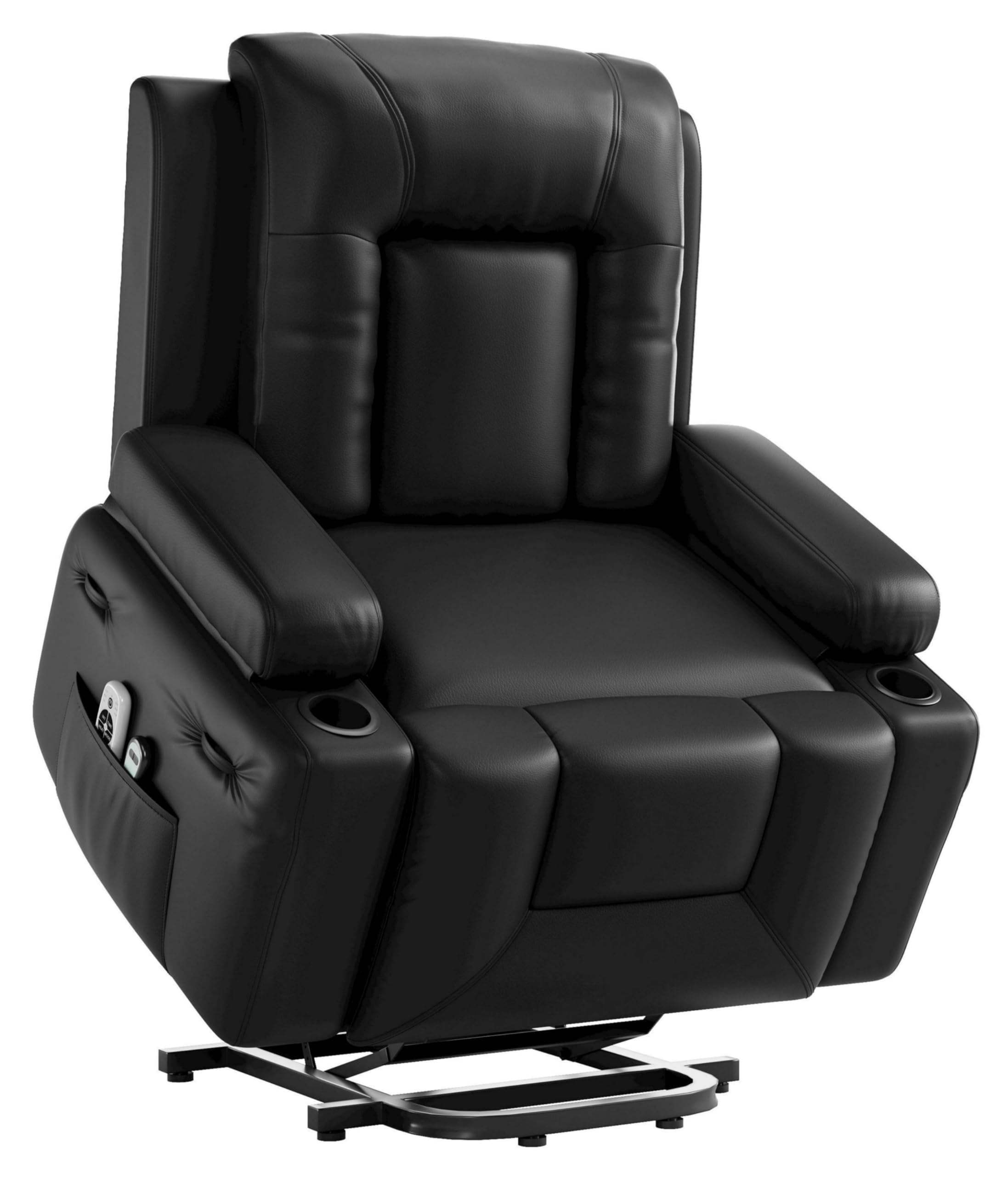 Garvee Oversized Power Lift Recliner Chair - Heat and Massage, PU Leather Electric Lift Recliner for Elderly &amp; Mobility Impaired, Adjustable Back and Legs, Heavy Duty Lift Chair for Seniors
