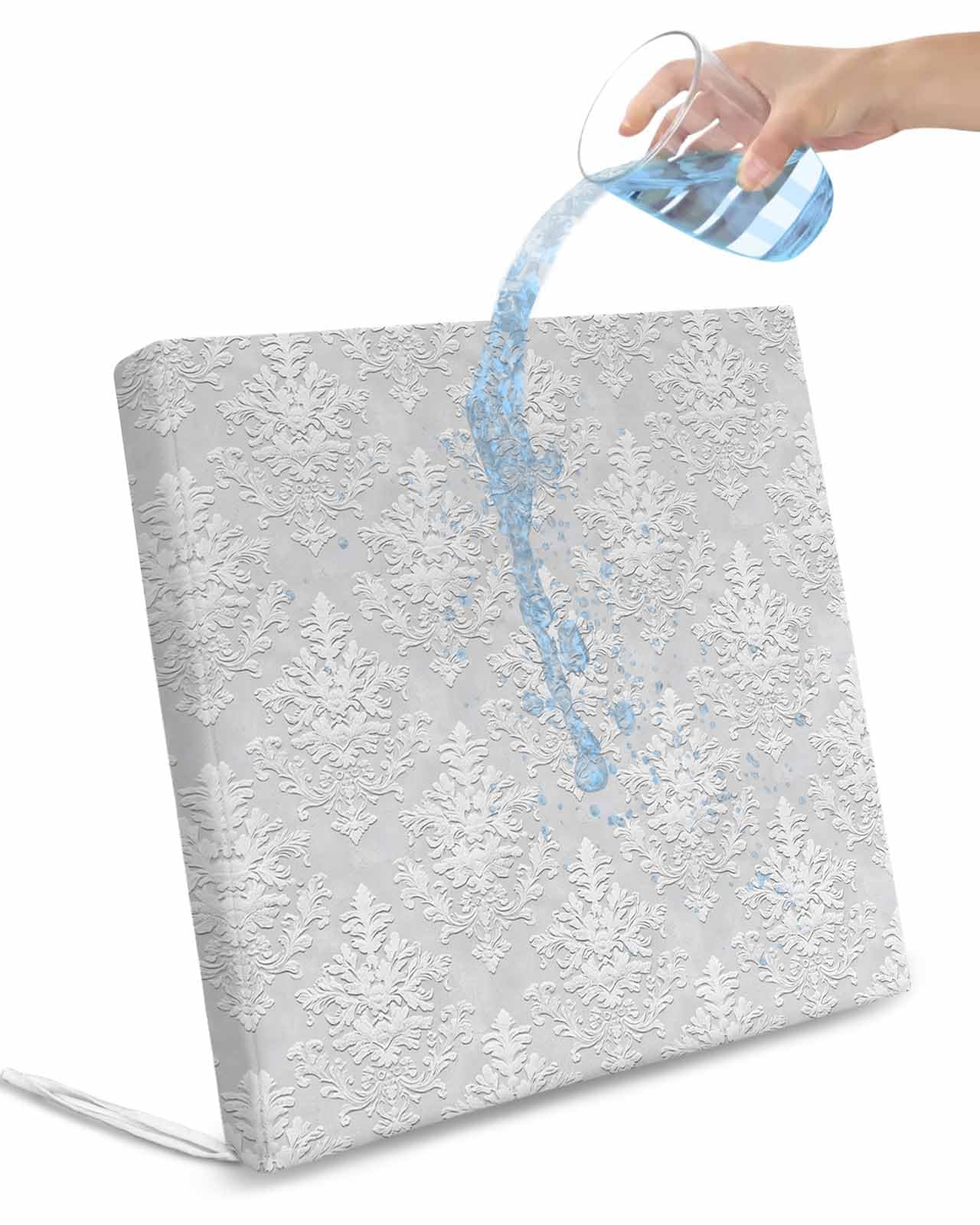 Hokiten Gray Boho Outdoor Cushion Chair Cover Set of 2 - Waterproof Couch Seat Covers, Ethnic Vintage Abstract Floral Pattern Art Patio Furniture Protector Cushions Slipcovers for Sofa/RV, 22