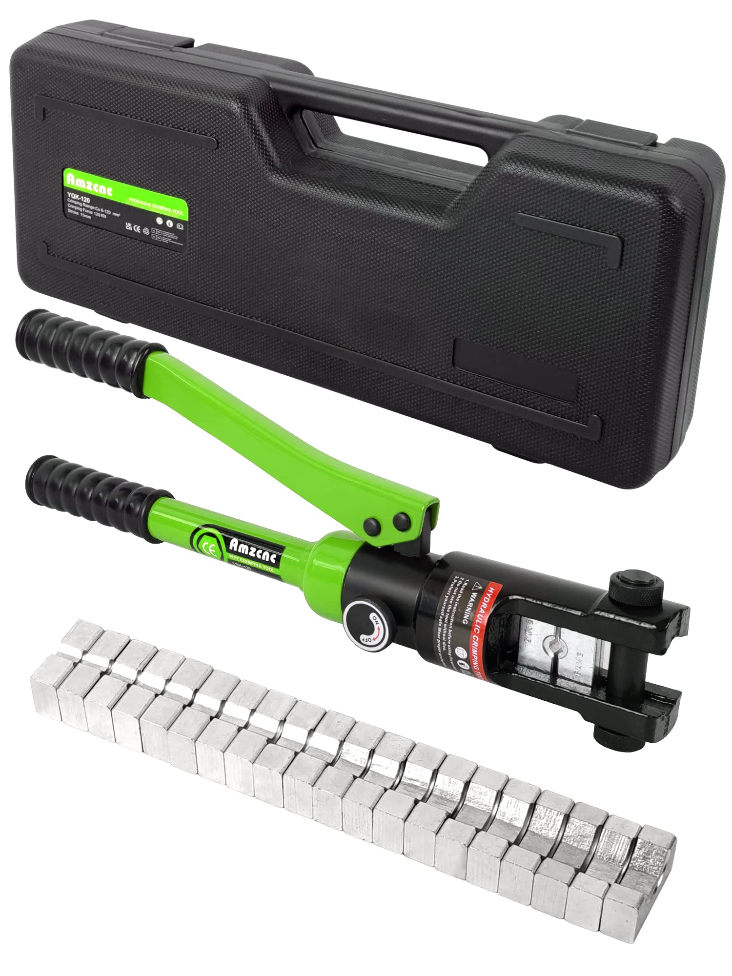 AMZCNC 12 Ton Hydraulic Wire Crimper Battery Cable Lug Terminal Crimping Tool w/Total 10 Die Size Cable Lug Crimping Tools