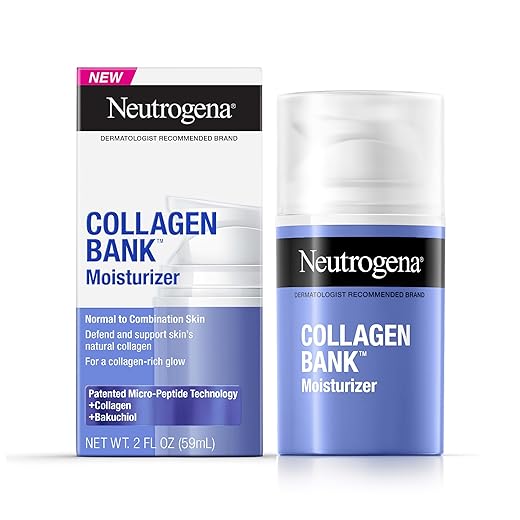 Neutrogena Collagen Bank Facial Moisturizer, Daily Collagen Face Moisturizer + Bakuchiol for Visibly Glowing, Plump Skin, Non-Comedogenic, Lightweight & Fragrance-Free, 2 fl. oz
