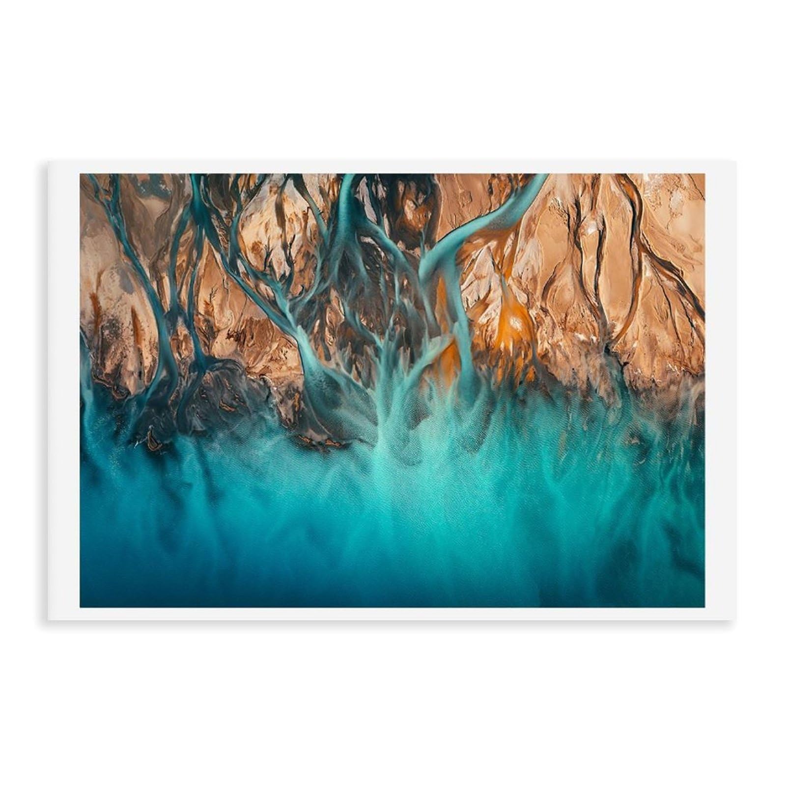 HEYANM Lake Tekapo Aerial Print Braided Glacier Rivers, New Zealand Canvas Poster Bedroom Office Room Decor Gift Unframe 12x18inch