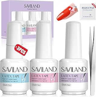 SAVILAND Liquid Latex for Nails, 45ML Upgraded Antifreeze Latex Nail Polish Barrier Peel Off - Latex Tape Peel Off for Nails Cuticle Guard Skin Barrier Protector Nail Latex with Tweezers for Home DIY