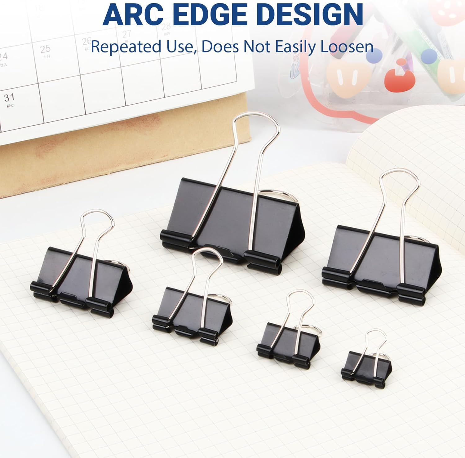 208 PCS Binder Clips Assorted Sizes – 0.6"-2" Black Metal Paper Clamps, Micro and Mini/Small/Medium/Large/Extra Large Binder Clips Set, Canned Office Supplies for Home/School
