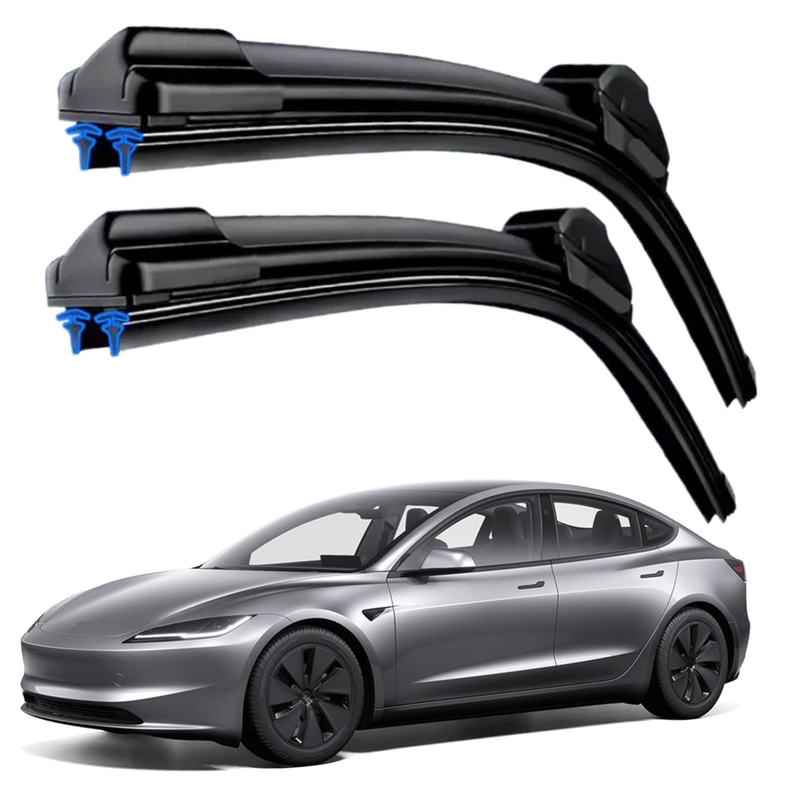 View 1 of [only 1] HIDOFILT Dual Rubber Blade Windshield Wipers for Tesla Model 3 2017 2018 2019 2020 2021 2022 2023 2024 2025 Automotive Replacement Wiper Blades 26"+19" Top Lock