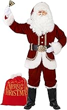 圣诞老人服装 - 成人男士大码豪华圣诞老人套装,搭配 11 件圣诞节专业服装