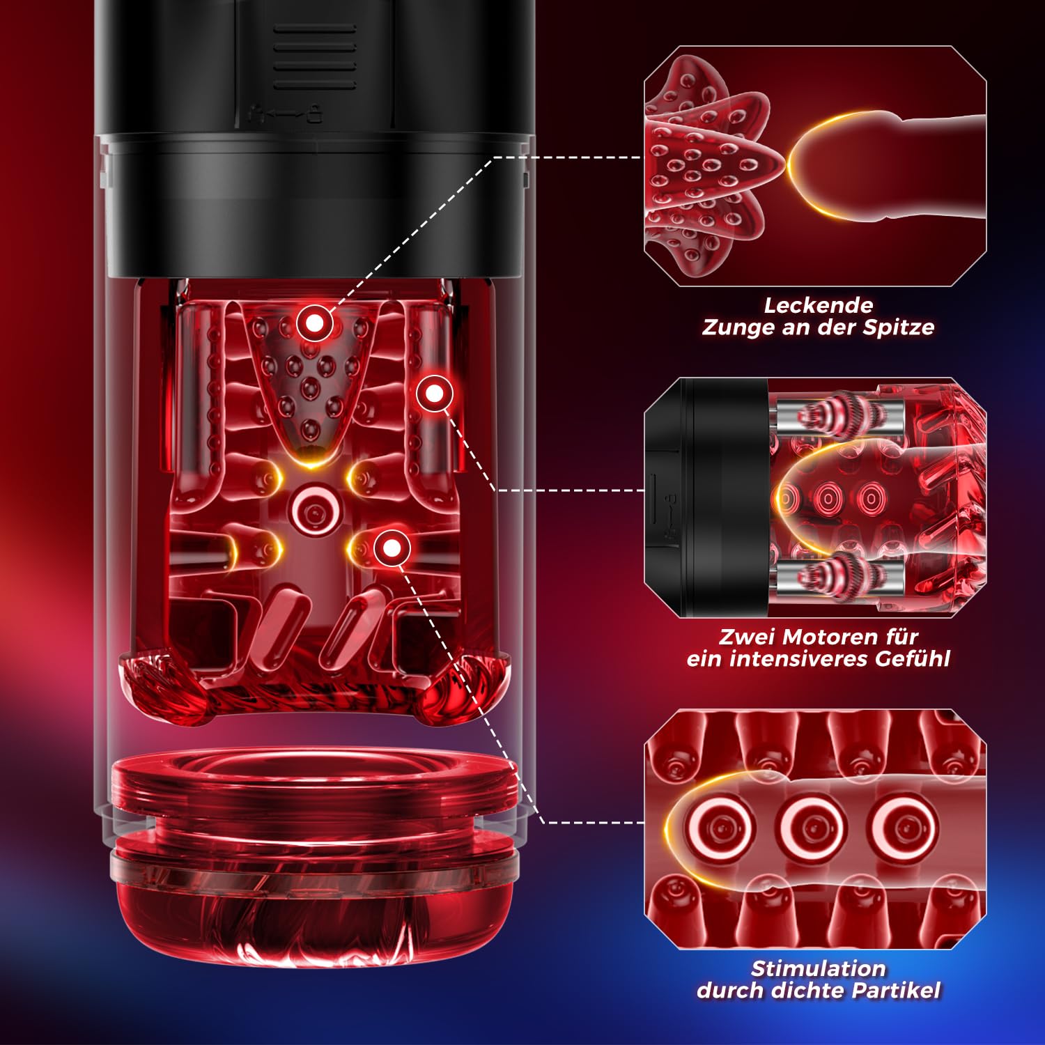 Elektrischer Masturbator Masturbieren für Männer Zungenleck, Sex Spielzeug für die Männer 7 Teleskopfunktion Rotierend Vibration Saugen Taschenmuschi, Masturbatoren Penis Eichel Stimulator Sex Toys