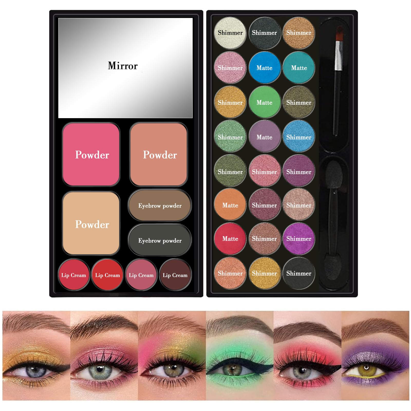 Kit de maquillaje portátil para niñas, lavable, juego de maquillaje con brocha, juego de paleta de maquillaje para adolescentes, juego de regalo en fiesta de cumpleaños de Halloween (33 colores rojo) 2
