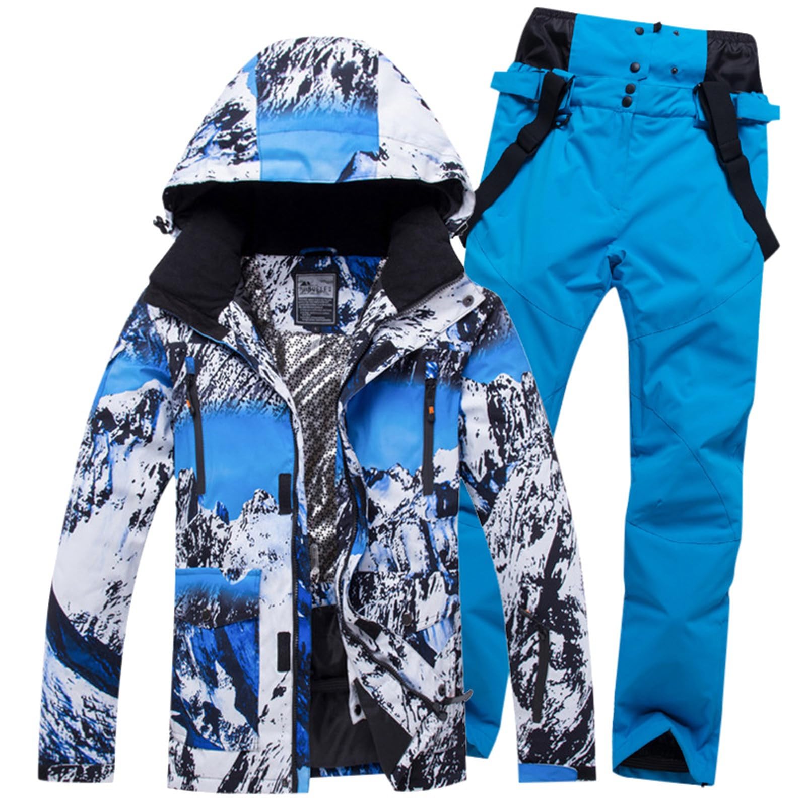 Generico Tuta Da Sci Abito Invernale e pantaloni da sci da uomo, tuta da neve isolata antivento, cappotto da neve invernale caldo per snowboard
