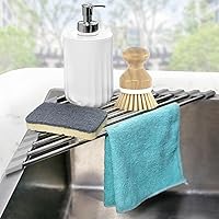SeropyDirect Triangle Corner Sink Caddy: Roll-Up Stainless Steel Dish Drying Rack, Sponge Holder for Kitchen Sink Organizer