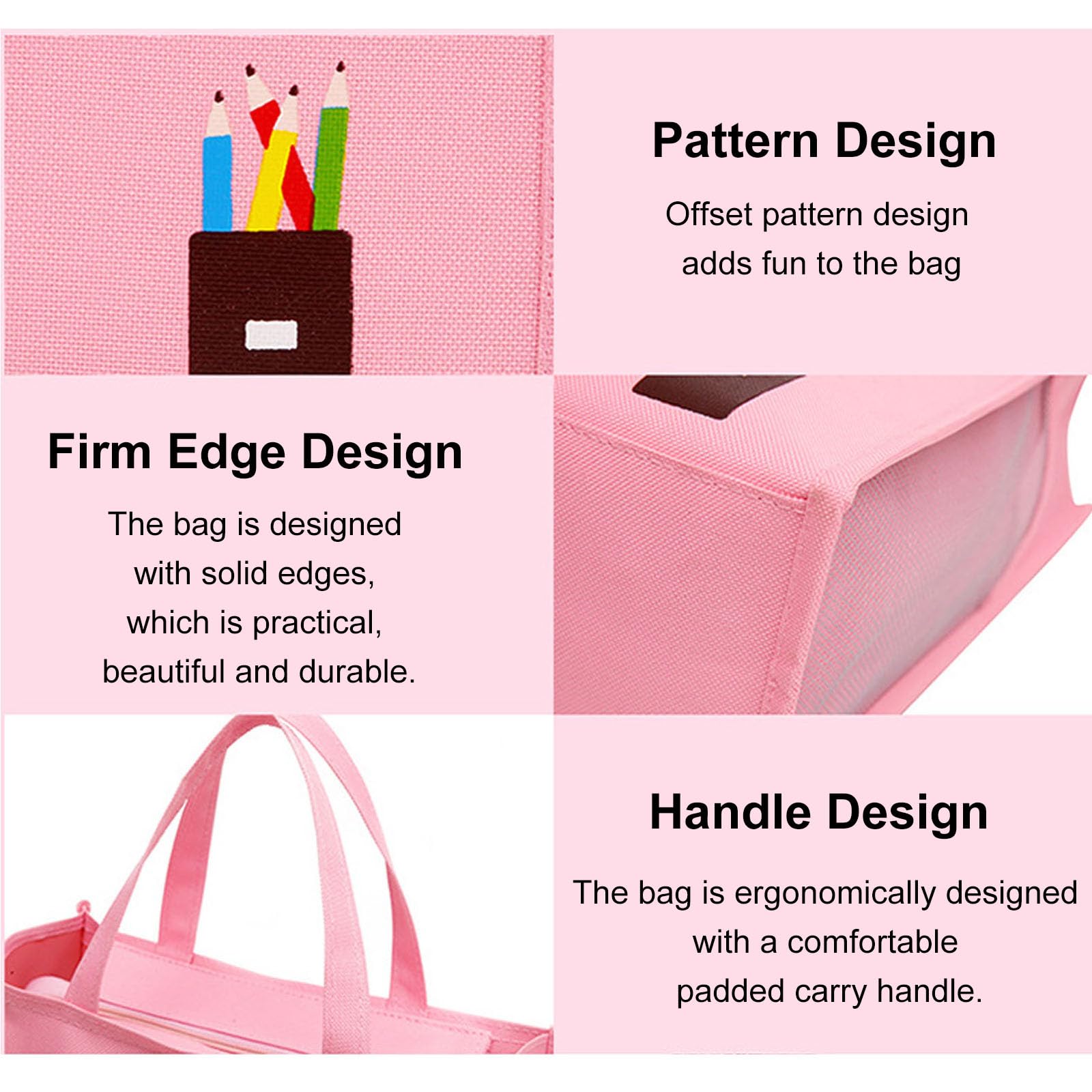 Oaygat Personalised School Book Bag File Tote Holder A4 Document Organizer Bag Roomy Pink Nylon Classic 28 x 34cm - Image 4