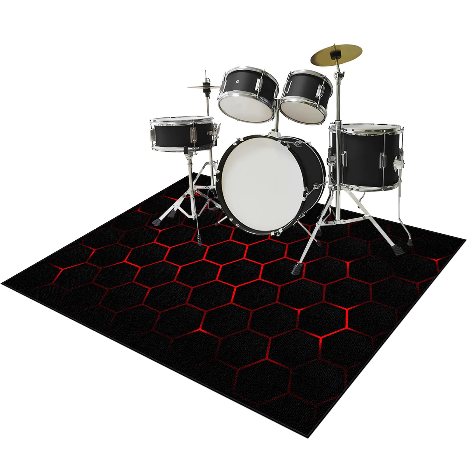 Tappeto Batteria Insonorizzato, Tappeto per Batteria, Drum Carpet per Batteria Elettronica, Assorbimento degli Urti Antiscivolo Pad, Drum Tappeto per Musica Pratica E Performance 200 x 160 cm
