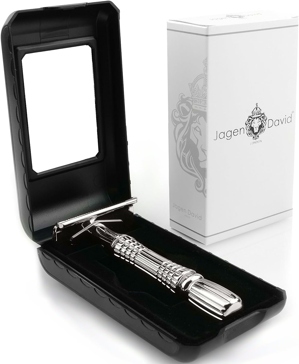 E01 - Double Edge Razor Safety Razor Fits All Double Edge Razor Blades Unique Christmas Gift for him (Silver)