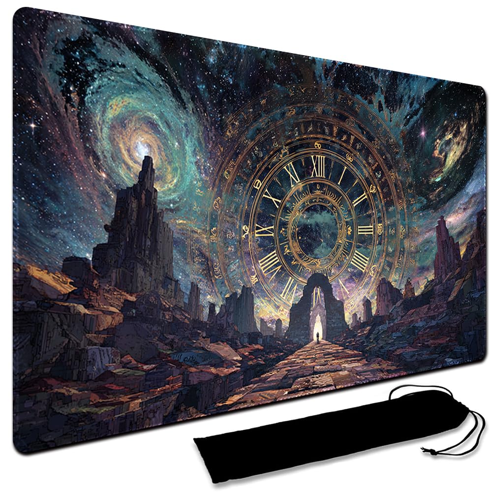 Large Art Gaming Playmat with Carrying bag, Custom Design Card Game Mat for mtg Playmat, Suture the edges,Compatible with Standard Card Sleeves 60CM x 35CM (No Zone,8)