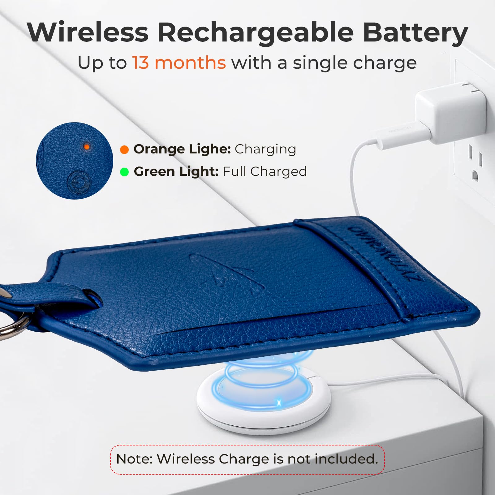Etichetta intelligente per bagagli con tracker integrato, funziona con Apple Find My e Android, etichetta da viaggio in pelle di alta qualità con copertura per la privacy, localizzatore wireless