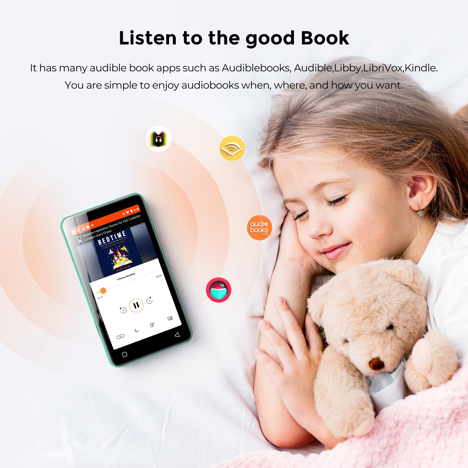 Reproductor MP3 de 160 GB con Bluetooth y WiFi, reproductor de música innioasis con Spotify, Pandora, Amazon Music, pantalla táctil de 4 pulgadas, reproductor de MP4 y MP3 para niños con Libby,