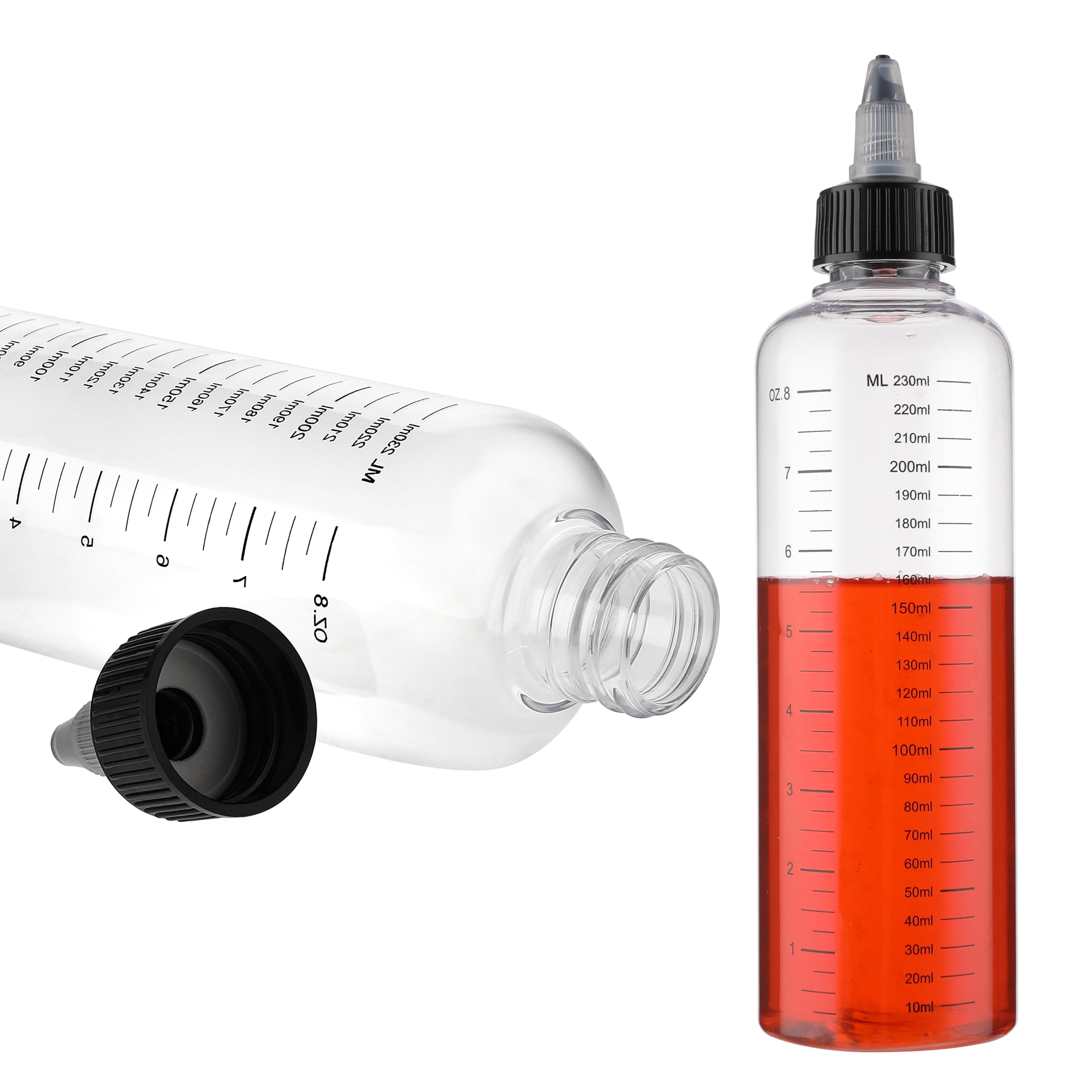 Quilax 2 Pcs Applicator Bottle for Hair,8.5OZ Empty Hairs Color Hair Oil Applicator Coloring, Plastic Hairs Oil Bottles with Clear Graduated Scale