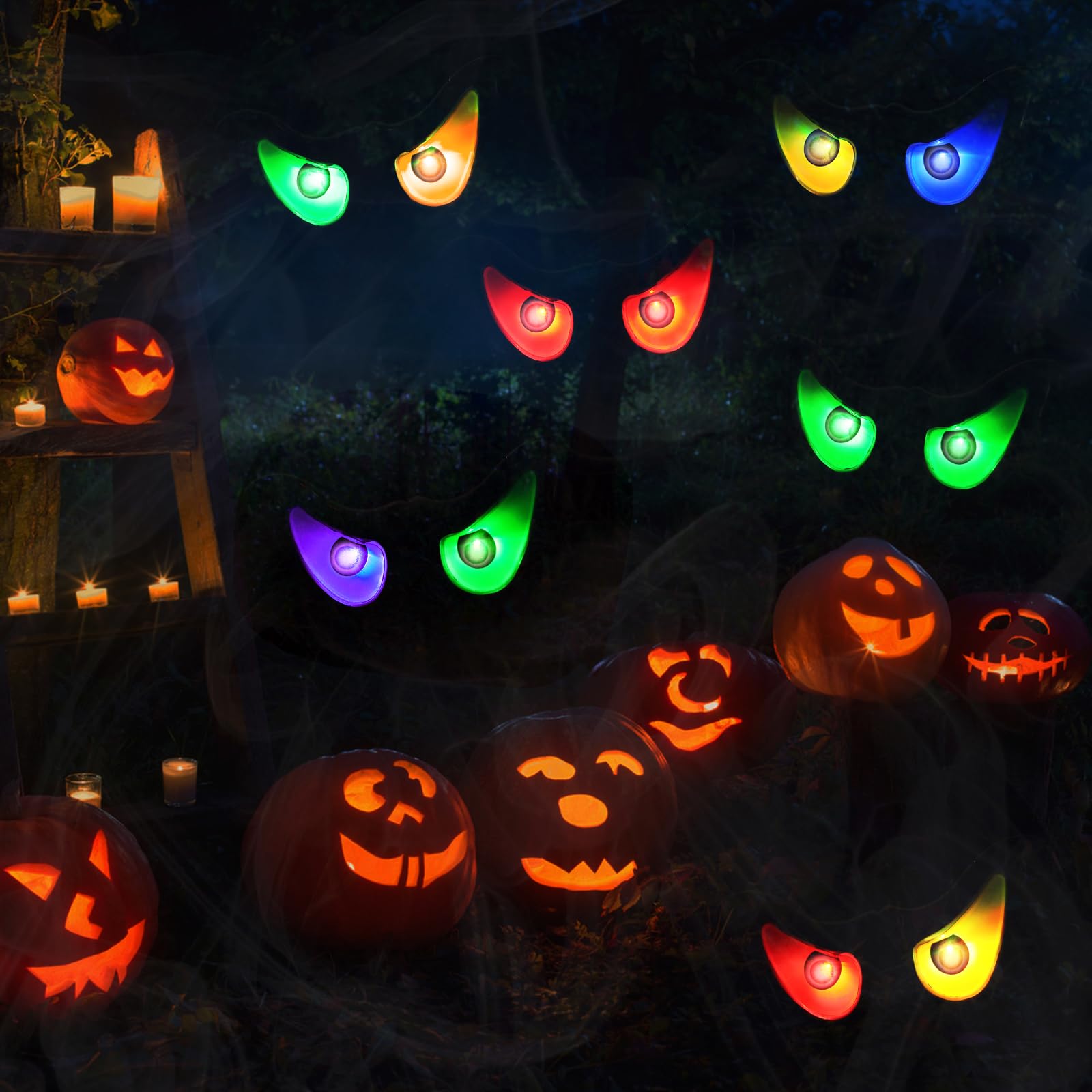 Timer Controlled Party Lights IShabao Halloween Ghost Eye Lights - 10 RGB  Flashing Eyeball Decor With Timer Outdoor Halloween Decorations Lights, image size:1600x1600
