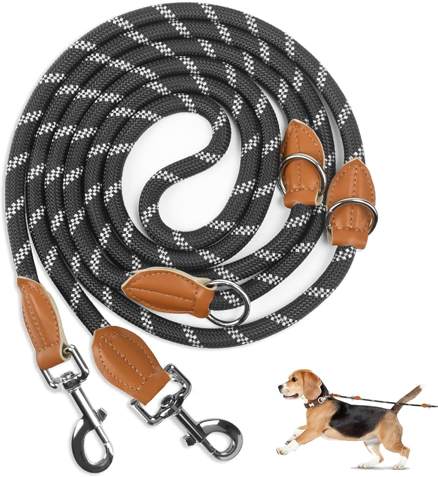 Stevige hondenriem, 3 m / 2 m, geschikt voor middelgrote en grote honden, met comfortabele handgrepen en meer voor de hand liggende reflecterende lijnen (zwart, 2 m Stevige hondenriem, 3 m / 2 m, geschikt voor middelgrote en grote honden, met comfortabele handgrepen en meer voor de hand liggende reflecterende lijnen (zwart, 2 m