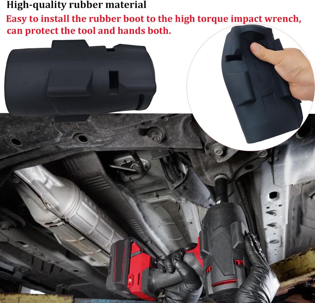 49-16-2967 49162967 Rubber Protective Boot with Friction Ring,Compatible with Milwaukee M18 Fuel 1/2 in High Torque Impact Wrench 2967-20 2967-21B 2967-21F 2967-22,Durable Black Cover (Boot Only)