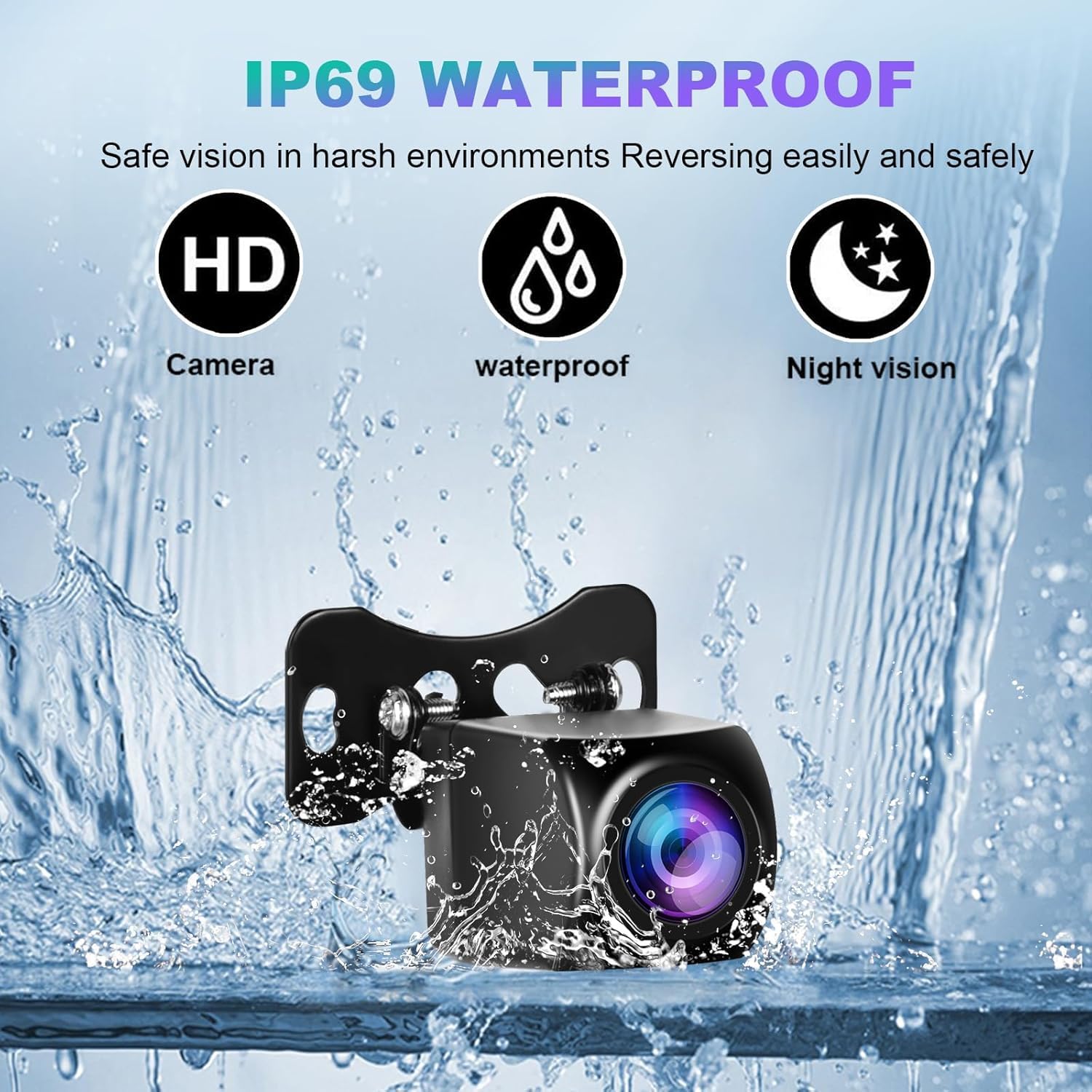 Telecamera Per Retromarcia AHD 1080P Motorsi - Grandangolo 160°, Impermeabile IP69, Per Auto E Furgoni