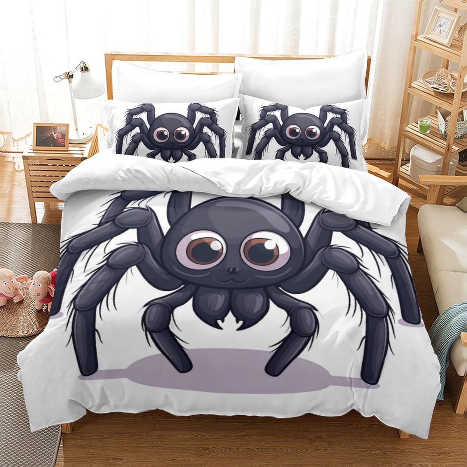 Housse de couette araignée 3D : linge de lit microfibre 200x200