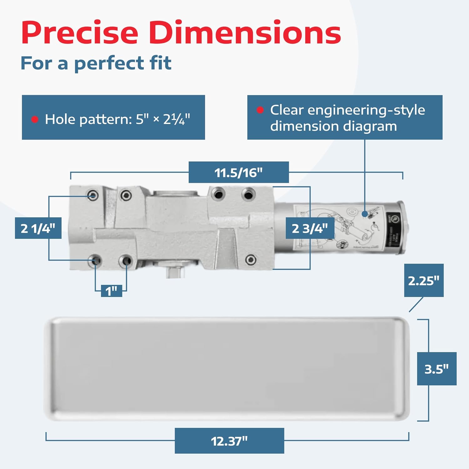 A1 ProGuard Extra Heavy Duty Auto Door Closer Commercial UL Grade 1 - Cast Iron Adjustable 6-Speed Delayed-Action Hydraulic Closer, Self-Closing, ADA Compliant.