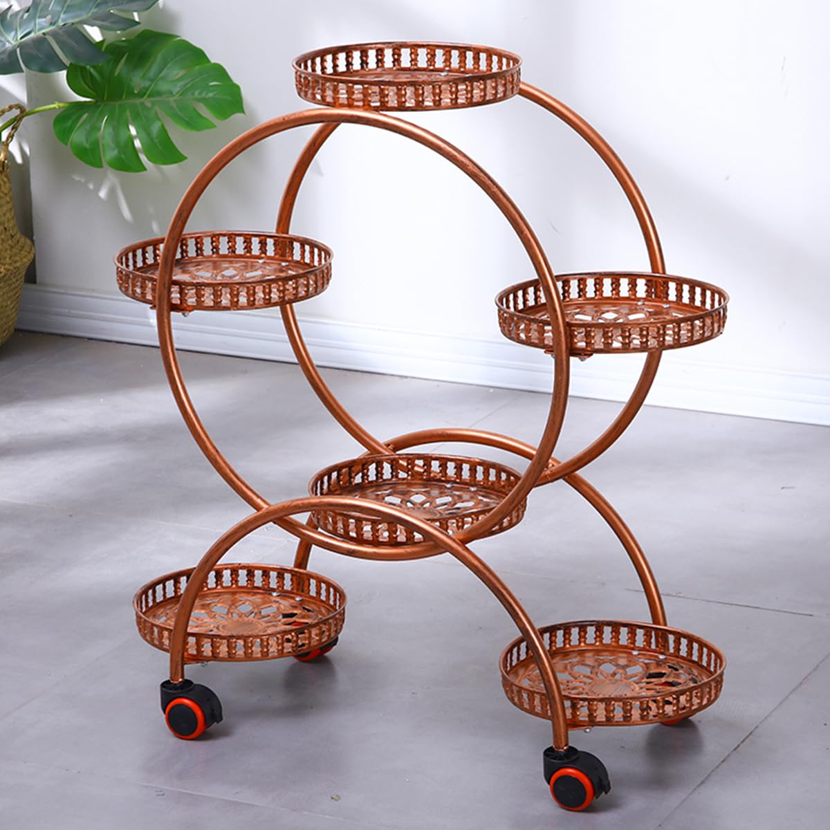 Portavasi in Ferro con Ruote a 4 Ripiani, per Interni ed Esterni, Multistrato, per Piante in Vaso, Creativo, per Ufficio, Soggiorno, Camera da Letto, Supporti e portavasi con Ruote.