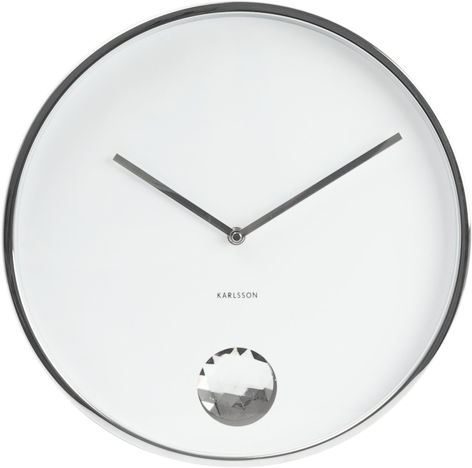 Present Time Karlsson Swinging Diamond Wall Clock, White