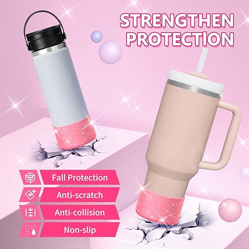 Miniatura 4 de WUQID Funda protectora de silicona compatible con vasos Stanley Tumbler de 20 a 40 onzas y botella Hydro Flask de 12 a 24 onzas, reduce las
