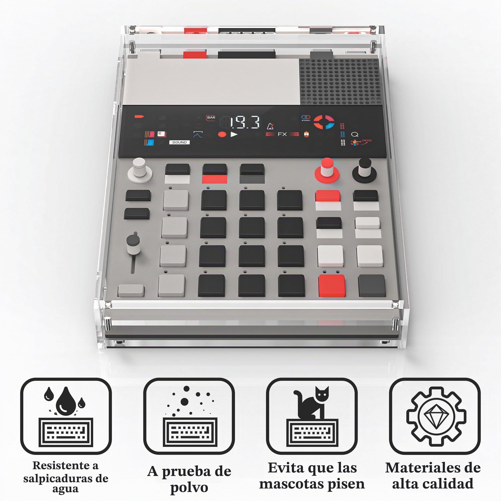 Geekria Audio Samplers Clear Acrylic Case Protector, Magnetic Closing Dust Cover Compatible with Teenage Engineering EP-133 K.O. II, EP-1320 Medieval Sampler (Clear)